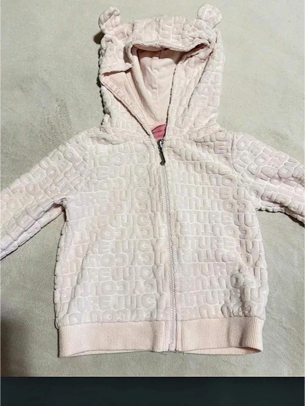 Juicy Couture Baby Pink Velour-Look Hoodie Jogger Set Like New